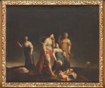 Crespi Giuseppe Maria, Amorini dormienti disarmati dalle ninfe
