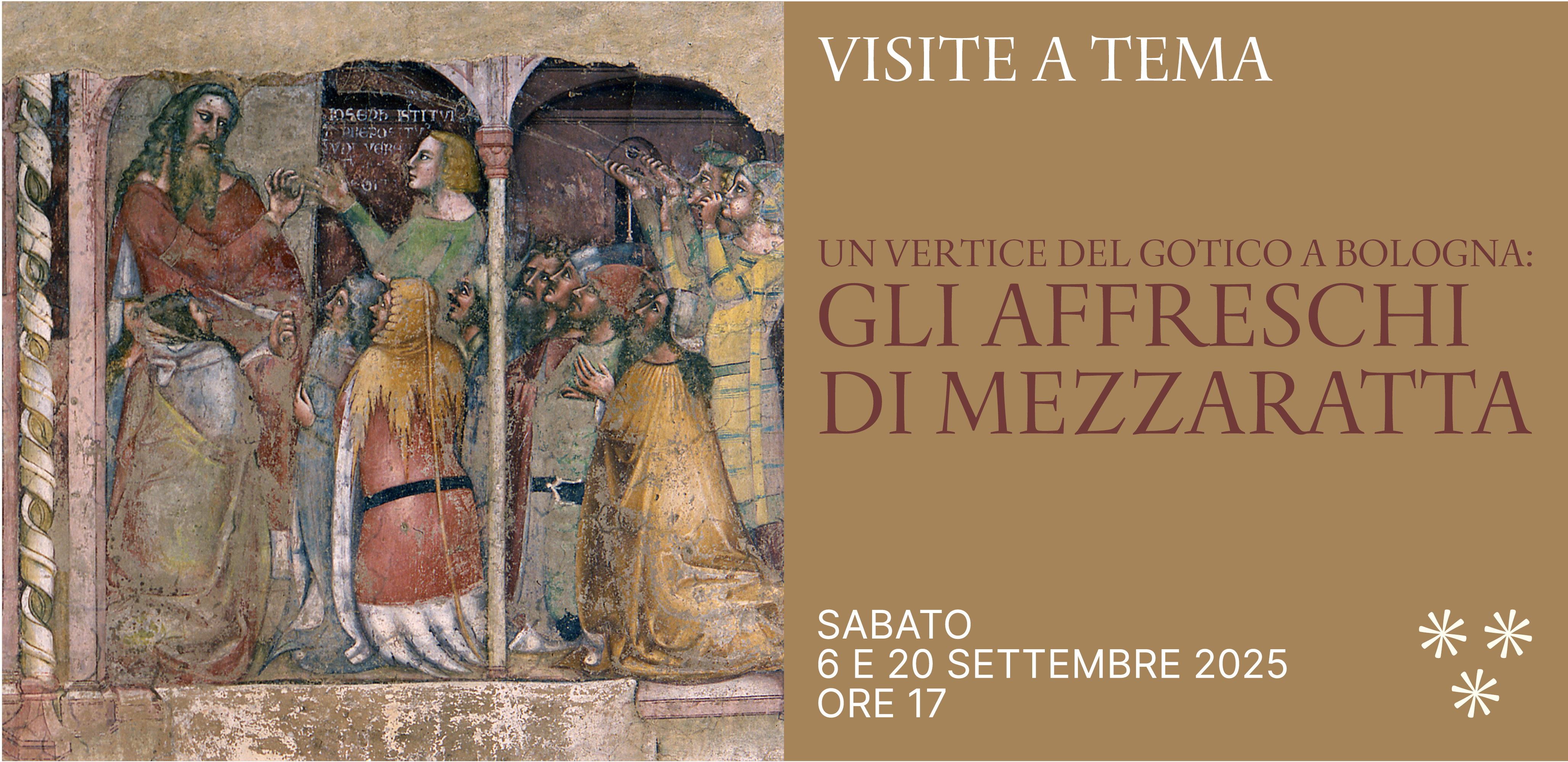 Grafica sito eventi 2025 visite a tema set