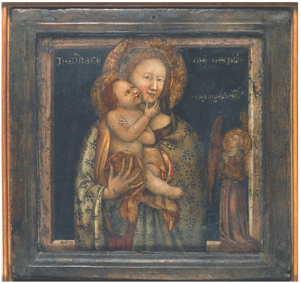 Ignoto pittore emiliano del XIV-XV secolo - Vergine col Bambino e Arcangelo Gabriele