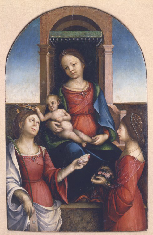il Cotignola - Madonna col Bambino in trono, Santa Caterina e una devota