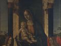 Maestro detto di Ambrogio Saraceno - Madonna in trono con Bambino e due angeli