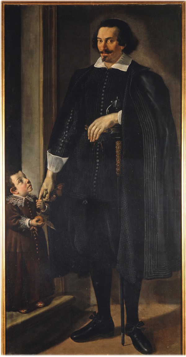 Alessandro Tiarini - Ritratto di gentiluomo in piedi col figlio
